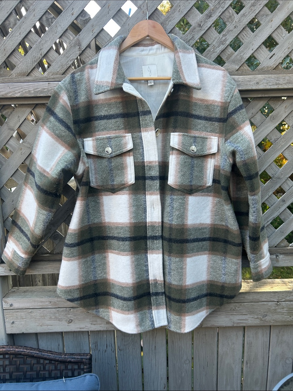 Joie Plaid Shacket Jacket - Olive, Cream & Tan